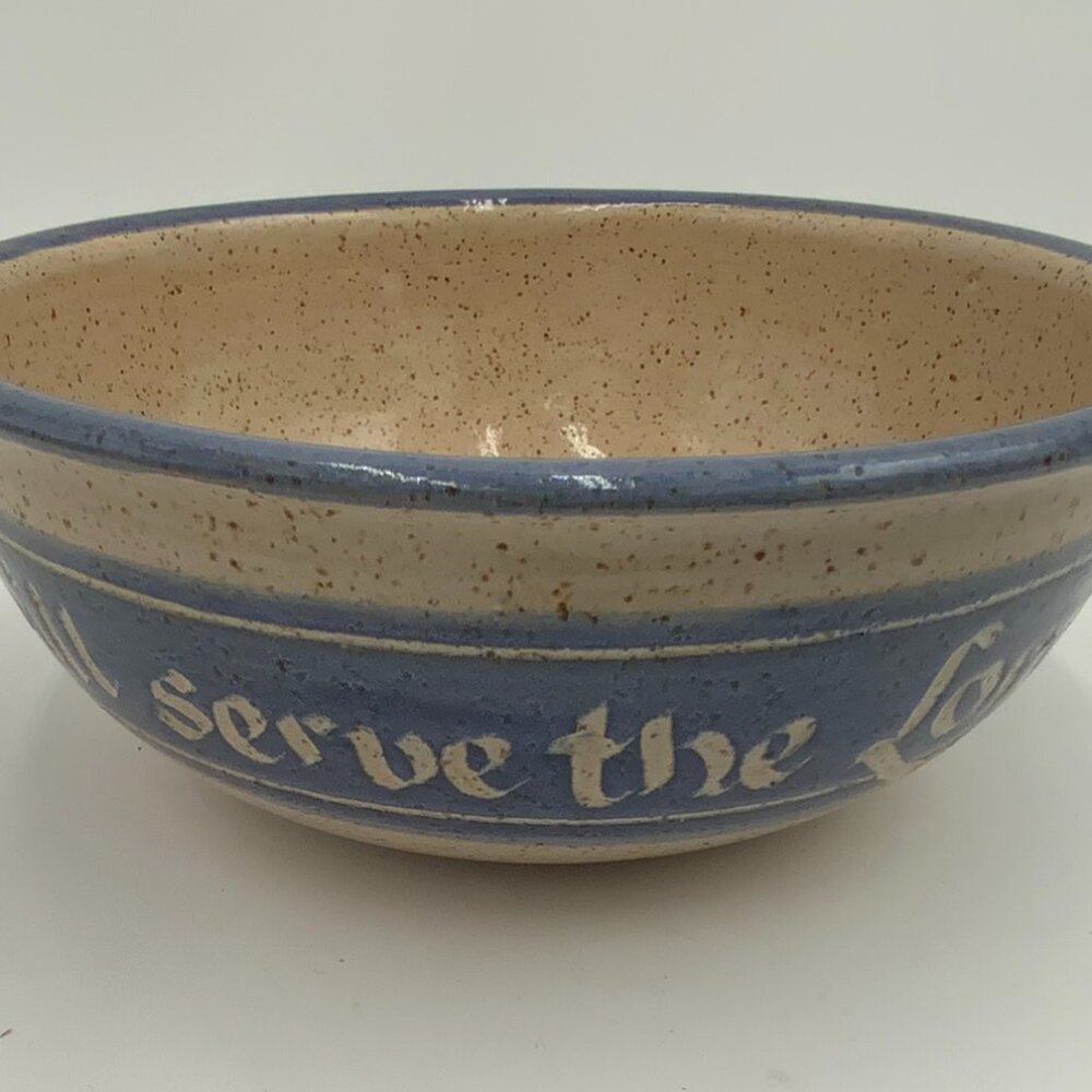 1988 Artist Signed Joshua 24:15 Bible Scripture Pottery Bowl 10" - Picture 1 of 10